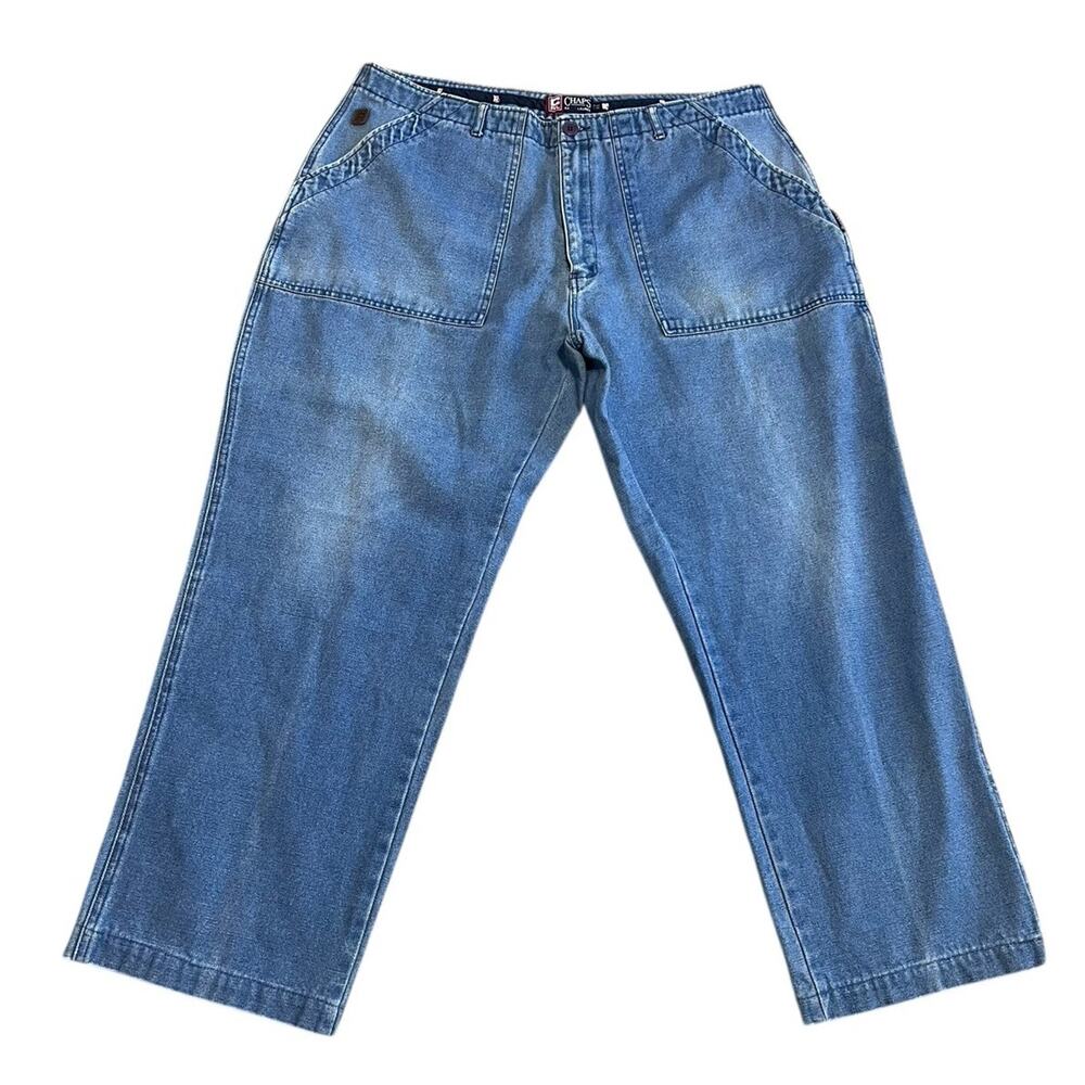 Vintage CHAPS Ralph Lauren Baggy Wide 90s Jeans Big Pocket Trousers 40x29